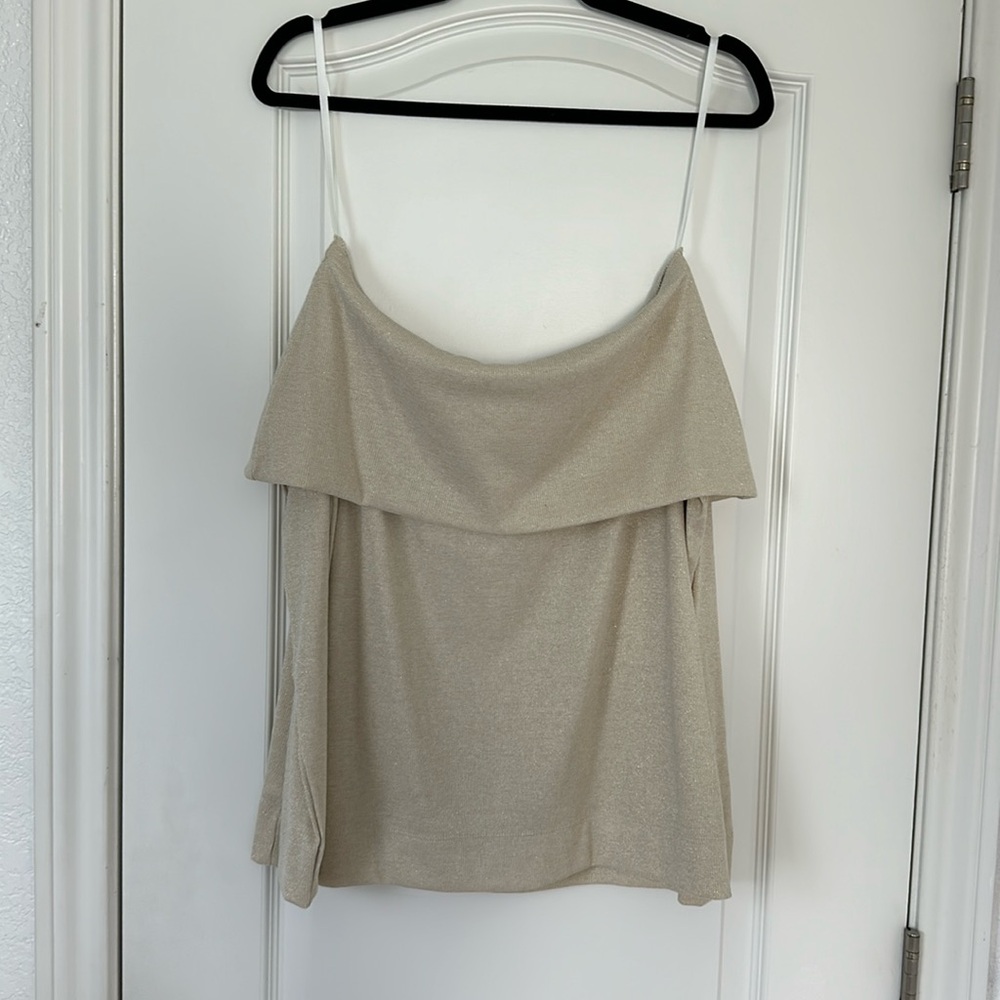 LOFT off the shoulder cream long sleeve top